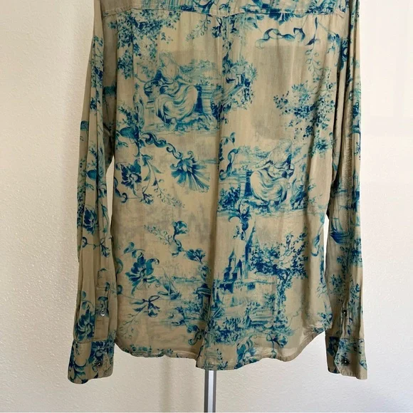 Vintage 1998 Dolce & Gabbana Toile De Jouy Beige & Bleu Shirt Size L - Picture 6 of 14